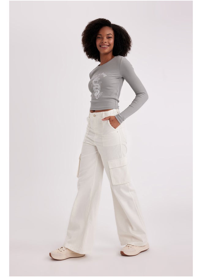 DeFacto Woman Wideleg Cargo Woven Trousers  - Image 3