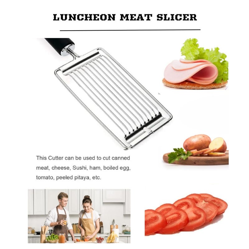 Jukmen Eggs Slicer Tomato Slicer Stainless Steel Eggs Slicer with 10 Singing Cutting Wires Handheld Strawberry Slicer with Handle Dishwasher Safe Tomato Cutter for Kitchen - Image 2