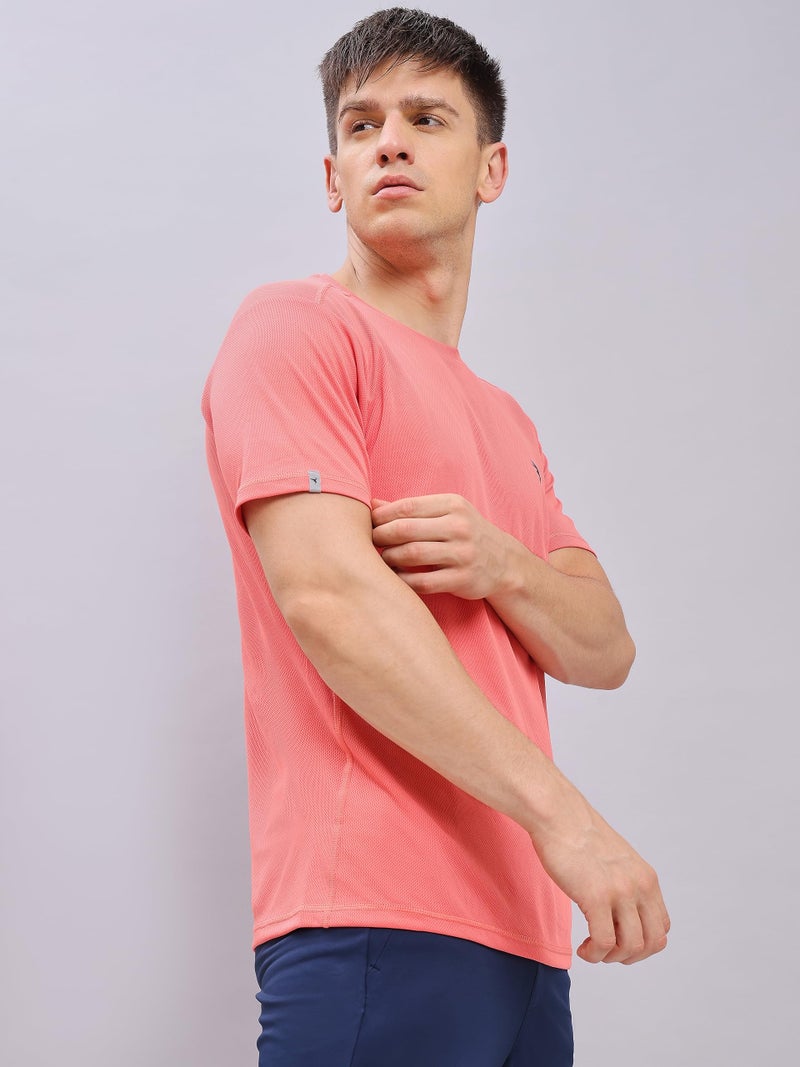 TECHNOSPORT Quickdry Mens Slimfit Roundneck Halfsleeve T-Shirt Odourfree Breathable UV Protection | Corel Red, L | MTOR10CRDLAR - Image 3