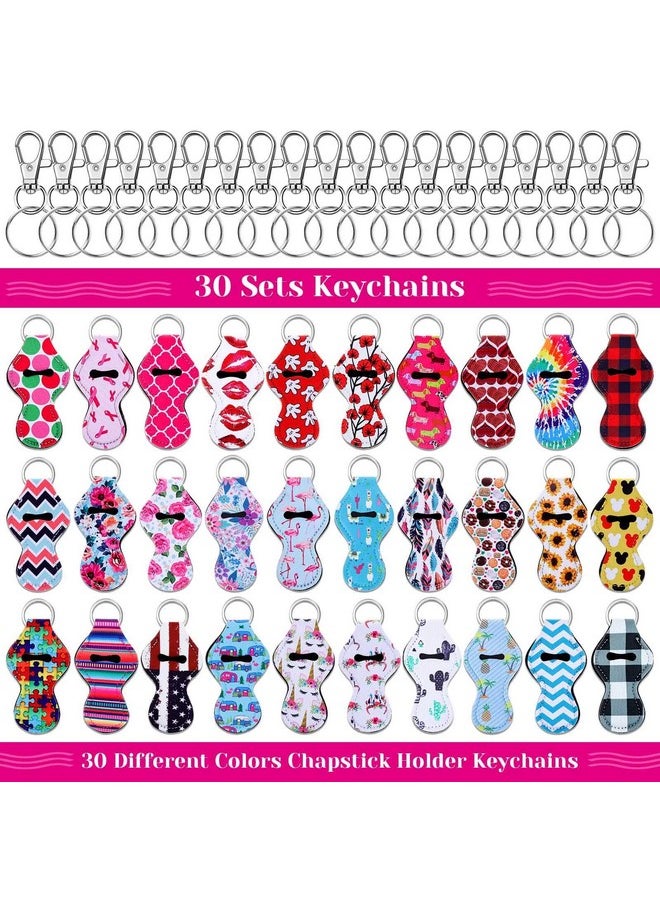 shynek - Chapstick Holder Keychain Bulk, 30Pcs Lip Balm Holder With 30 Sets Keyring Clips For Lipstick, Chapstick, Lip Balm (Assorted Colors) - Image 1
