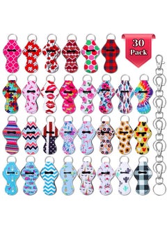 Chapstick Holder Keychain Bulk, 30Pcs Lip Balm Holder With 30 Sets Keyring Clips For Lipstick, Chapstick, Lip Balm (Assorted Colors)