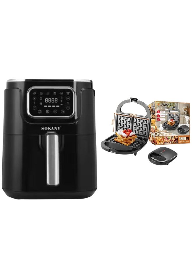 Sokany 7L 1450W Digital Air Fryer SK-ZG-8041 with  Waffle Maker, 1800W, Non-stick Aluminum Plates, Automatic Temperature Control - Image 2