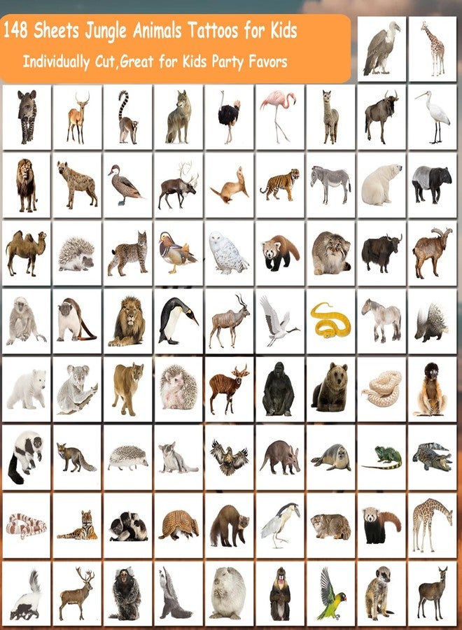 CHARLENT Realistic Jungle Animals Temporary Tattoos for Kids - 148 Individually Sheets Safari Animals Tattoos for Boys Girls Wildlife Themed Birthday Party Supplies - Image 3