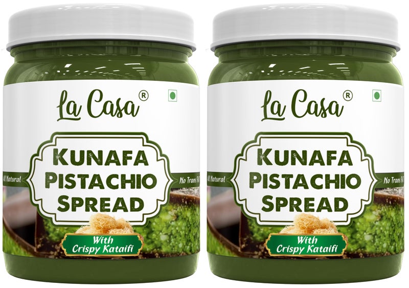 La Casa Kunafa Pistachio Spread - With Crispy Kataifi | No Palm Oil & with 33% Pistachios | Made in India | 2x350g | - Image 1