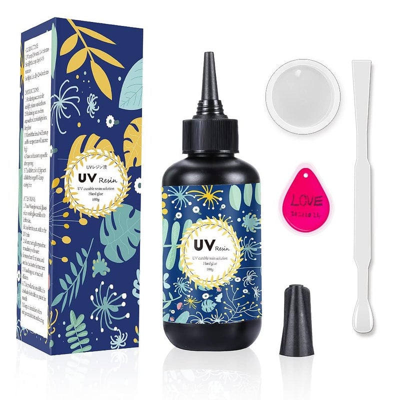 OSBANG Crystal Clear Hard UV Resin Upgraded Formula Ultraviolet Fast Curing for Jewelry Making Craft Decoration, Hard Transparent Glue Solar Cure Sunlight Activated Resin (100g) - Image 1