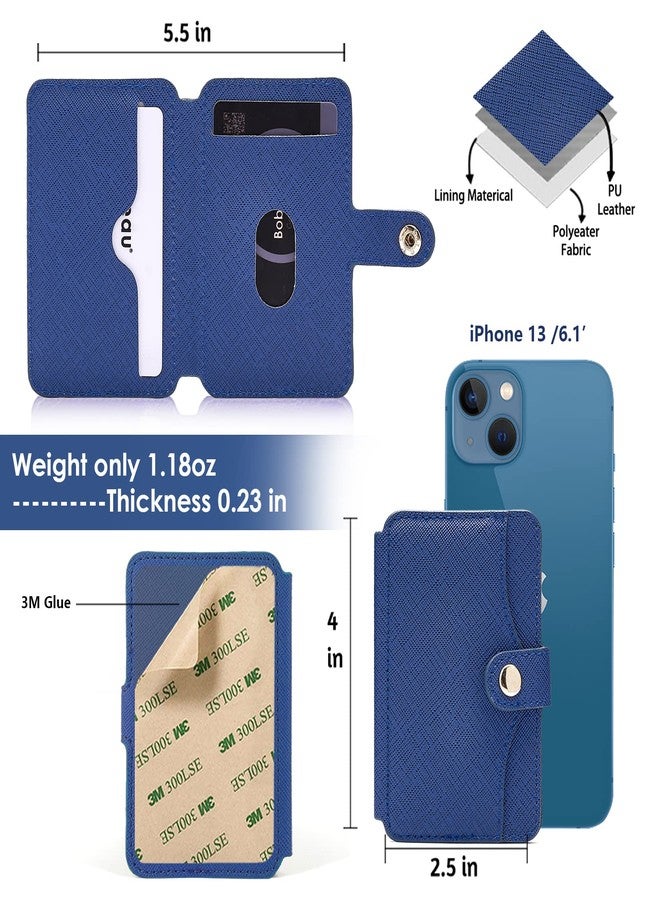 M-Plateau حامل بطاقات M-Plateau، محفظة هاتف للرجال، لاصقة بملصق 3M رفيع، متوافقة مع غطاء iPhone 14 Pro ومعظم الهواتف الذكية (أزرق داكن) - Image 2