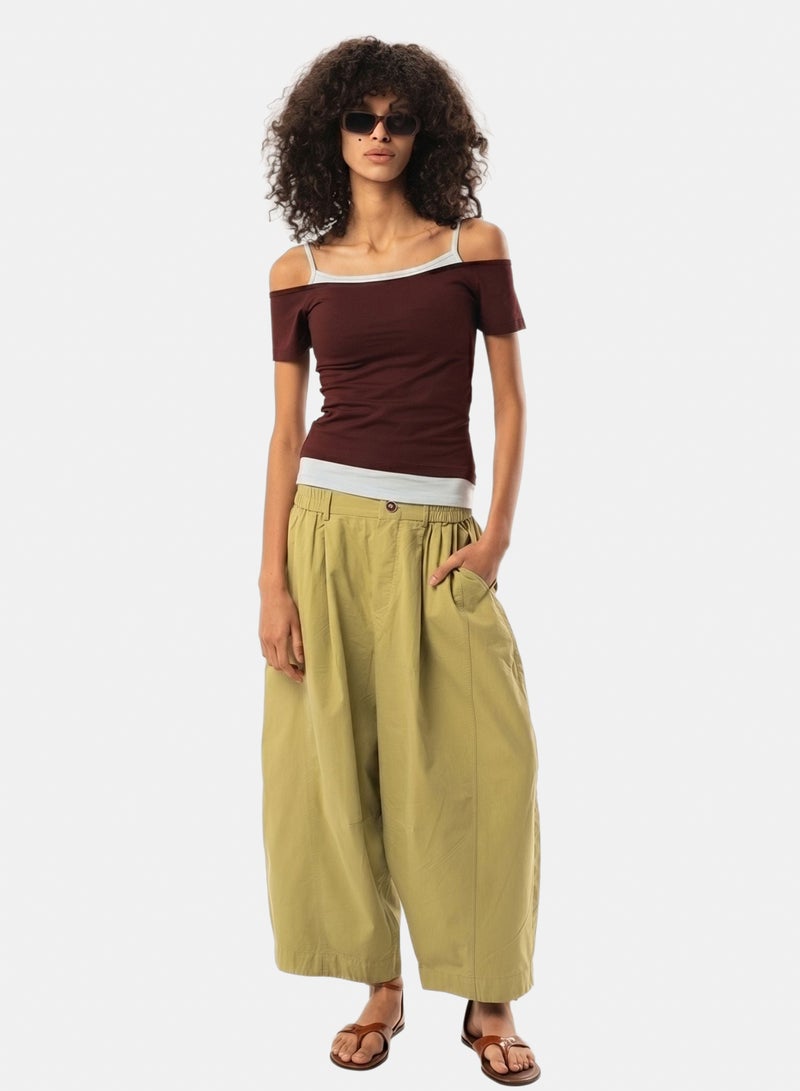 In Your Shoe Burgundy Off Shoulder Double Layered Top - Image 3