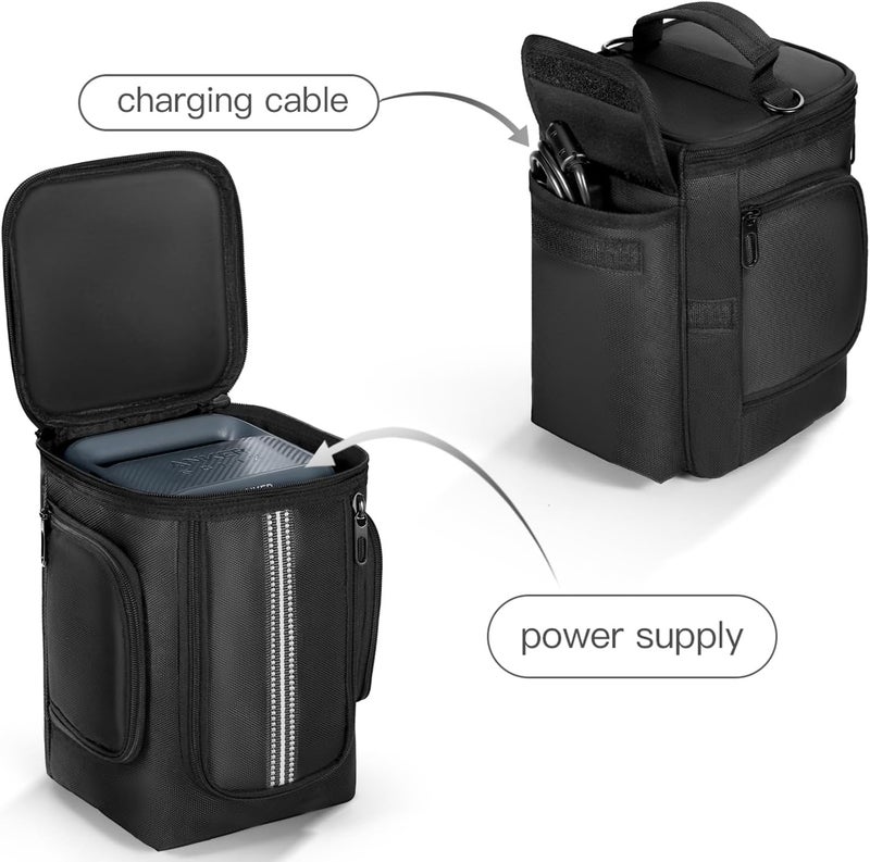 EUGOOCX Soft Carrying Case, Compatible with Anker Solix C300 Portable Power Station, Travel Storage Bag for Power, Charging Cable and Accessories, Black, Carry Bag - Image 4