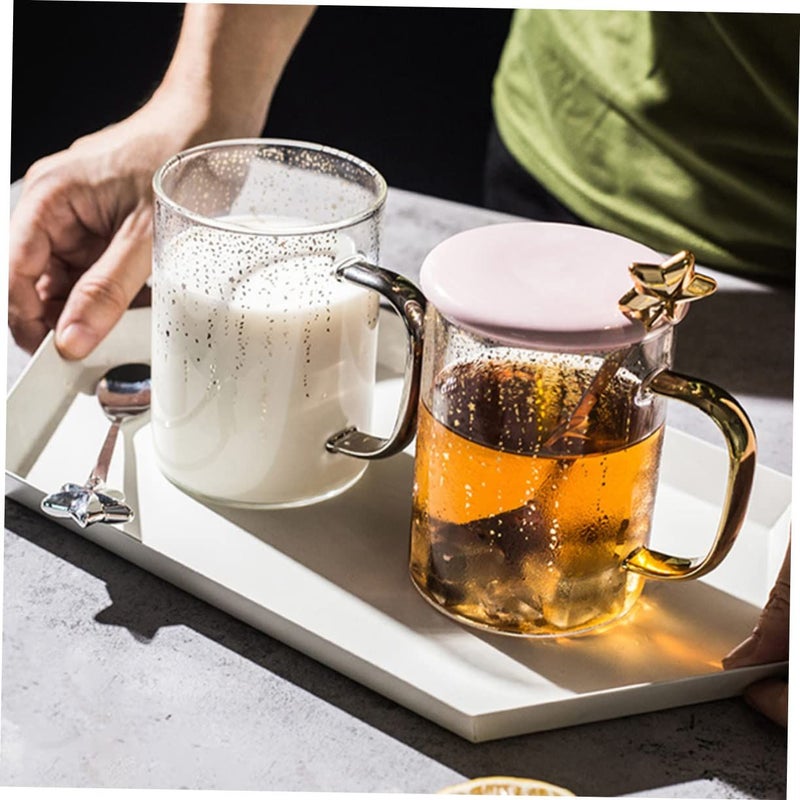 Large Glass Star Mug with Spoon and Lid for Coffee Tea 500ml - Image 5