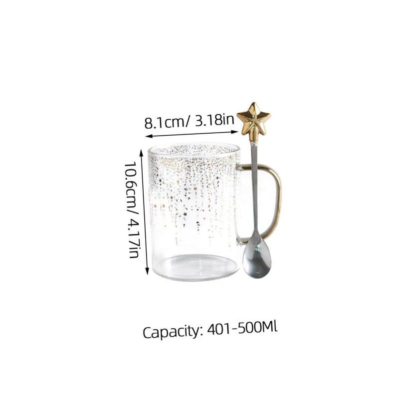 Large Glass Star Mug with Spoon and Lid for Coffee Tea 500ml - Image 3