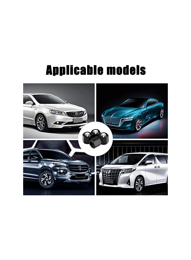 S-TOP 4 Pack Car Valve Stem Caps, Skull Tire Air Valve Caps for Car, Universal Tire Wheel Rim Dust Covers (Black & White) - Image 2