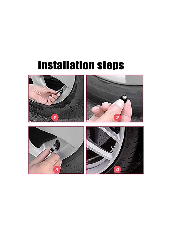 S-TOP 4 Pack Car Valve Stem Caps, Skull Tire Air Valve Caps for Car, Universal Tire Wheel Rim Dust Covers (Black & White) - Image 4