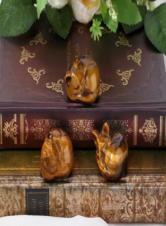 LAIDANLA Tiger Eye Cat Healing Crystals Figurine Sleeping Cat Hand Carved Cute Statue Polished Stone Sculpture Reiki Office Room Bedroom Desk Home Decoration Gifts 1.6" - Image 3