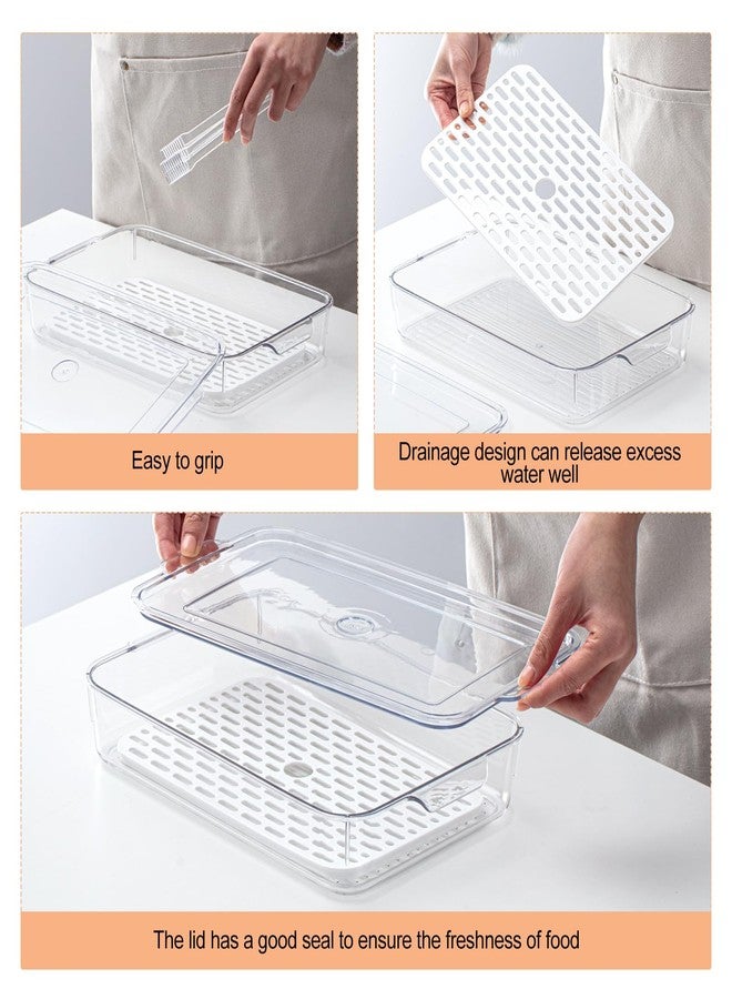 FillTouch 2 Pcs Bacon Storage Container for Refrigerator with Tong, Bacon Deli Meat Storage Container with Perforated Tray for Freshness, Clear Plastic Meat Saver for Fridge Food - Image 3