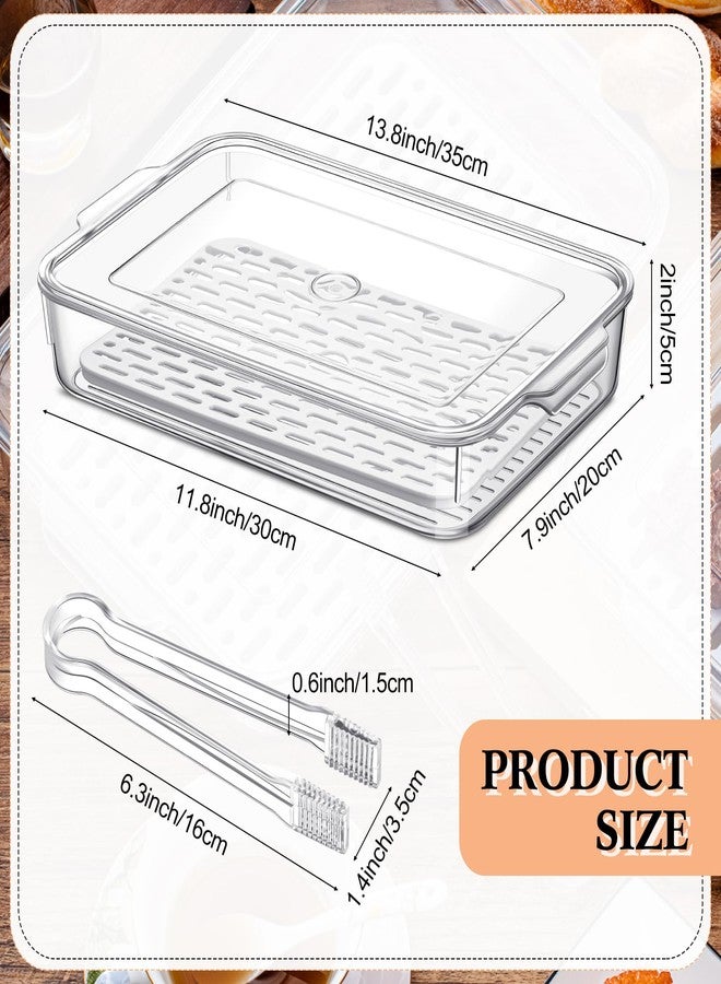 FillTouch 2 Pcs Bacon Storage Container for Refrigerator with Tong, Bacon Deli Meat Storage Container with Perforated Tray for Freshness, Clear Plastic Meat Saver for Fridge Food - Image 2