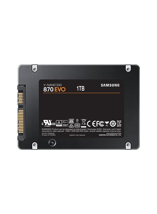 Samsung 1TB 870 EVO 2.5 Inch SATA III Internal SSD, Up to 560 MB/s Seq Read & 530 MB/s Seq Write Speed, V-NAND Technology, 1GB LPDDR4 Cache, MKX Controller, 1.5 M Hrs. MTBF, Black | MZ-77E1 - Image 1