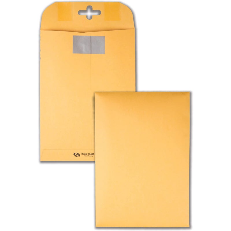 Quality Park 6 x 9 Postage Saving ClearClasp Envelopes, with Reusable Redi-Tac™ Closure, 28 lb. Brown Kraft, 100/Box (QUA43468) - Image 1
