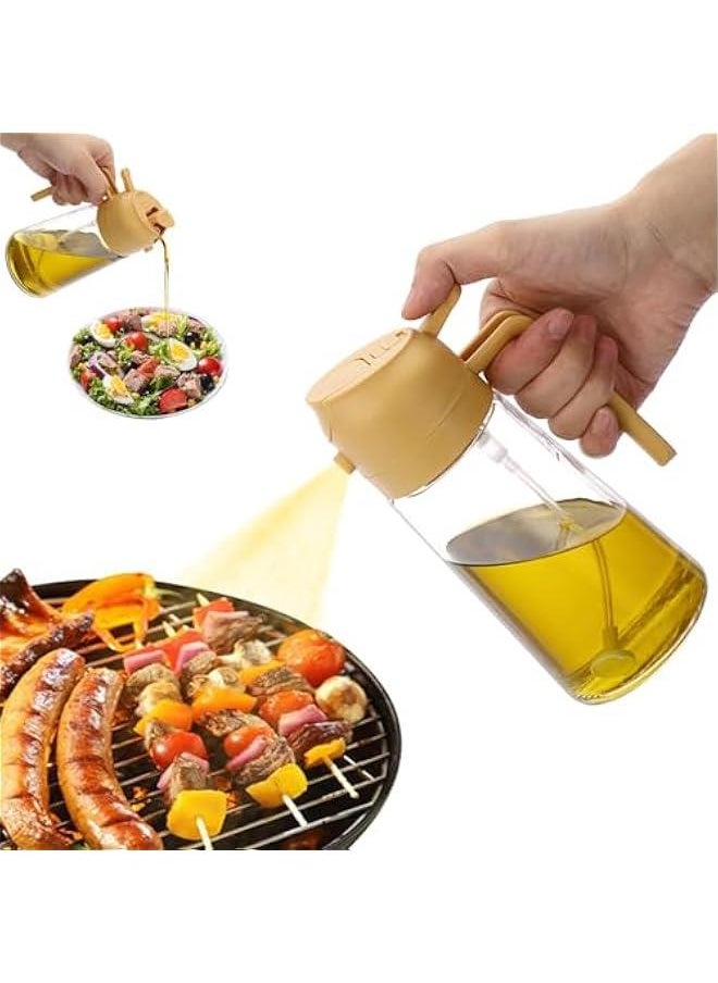 HOOKOR 20 oz Olive Oil Dispenser Bottle for Kitchen, 2 in 1 Oil Dispenser and Oil Sprayer for Cooking, Oil and Vinegar Dispenser for Air Fryer BBQ Salad Baking Roasting (Orange)  - Image 1