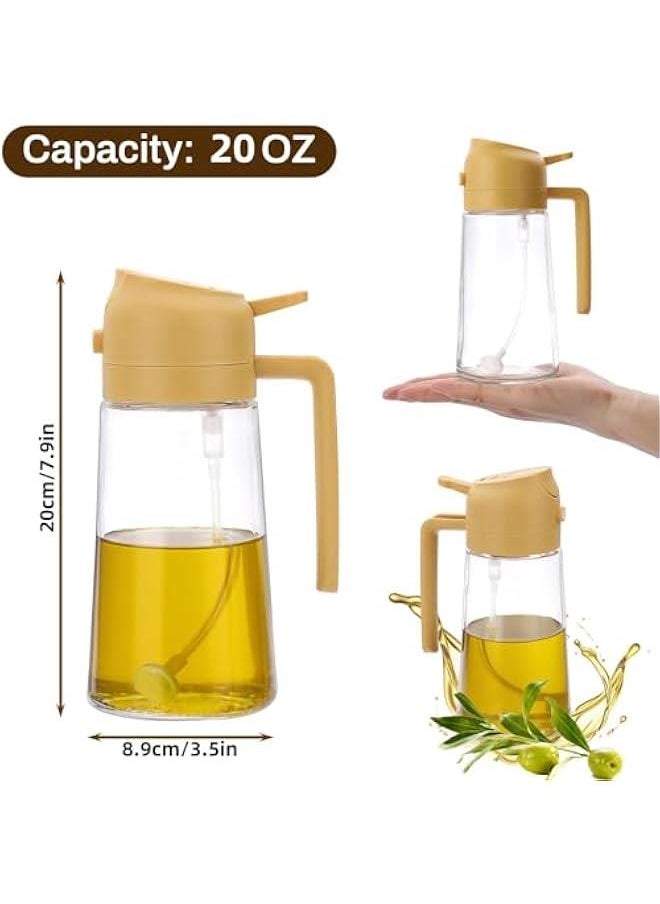 HOOKOR 20 oz Olive Oil Dispenser Bottle for Kitchen, 2 in 1 Oil Dispenser and Oil Sprayer for Cooking, Oil and Vinegar Dispenser for Air Fryer BBQ Salad Baking Roasting (Orange)  - Image 2