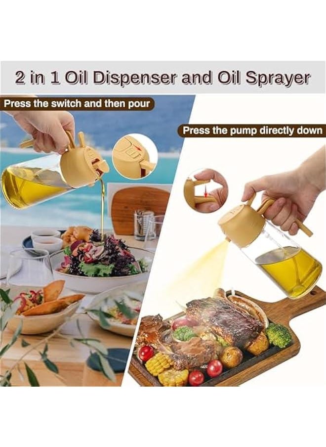 HOOKOR 20 oz Olive Oil Dispenser Bottle for Kitchen, 2 in 1 Oil Dispenser and Oil Sprayer for Cooking, Oil and Vinegar Dispenser for Air Fryer BBQ Salad Baking Roasting (Orange)  - Image 3