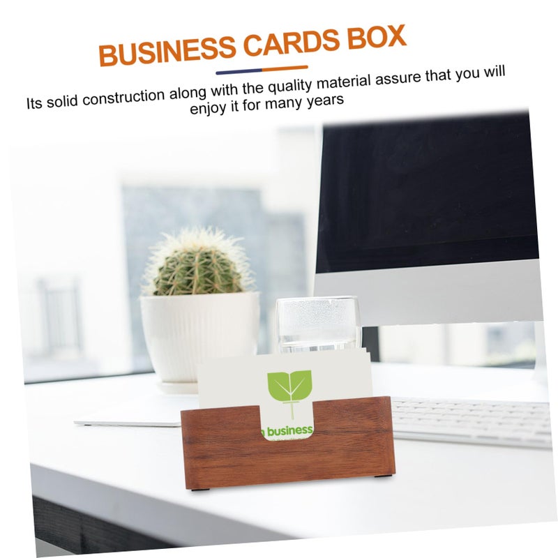 Wooden Business Card Holder Box Smooth Finish Desktop Storage Organizer For Office Name Cards - Image 5