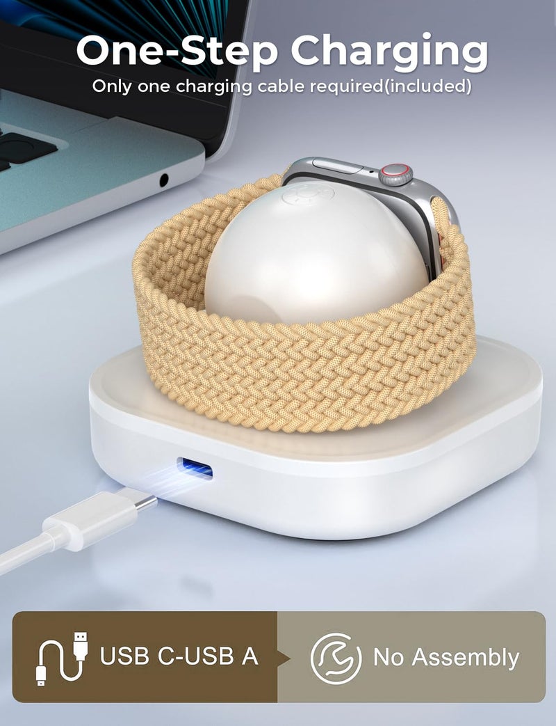 Amasuki Magnetic for Apple Watch Charger Stand, Portable iWatch Charger Dock with Adjustable Colorful Light & USB Cable, Compatible with Apple Watch Series 11 10 9 8 7 SE 6 5 4 3 2/Ultra 2-White - Image 4