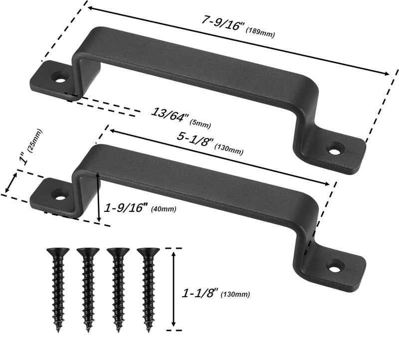QUALIALL Premium Barn Door Handles Black,7.4 inch,2 Packs,Heavy Duty Rustic Metal Pulls for Sliding, Garage,Shed, Gate, Closet, Drawer, Indoor/Outdoor - Image 3