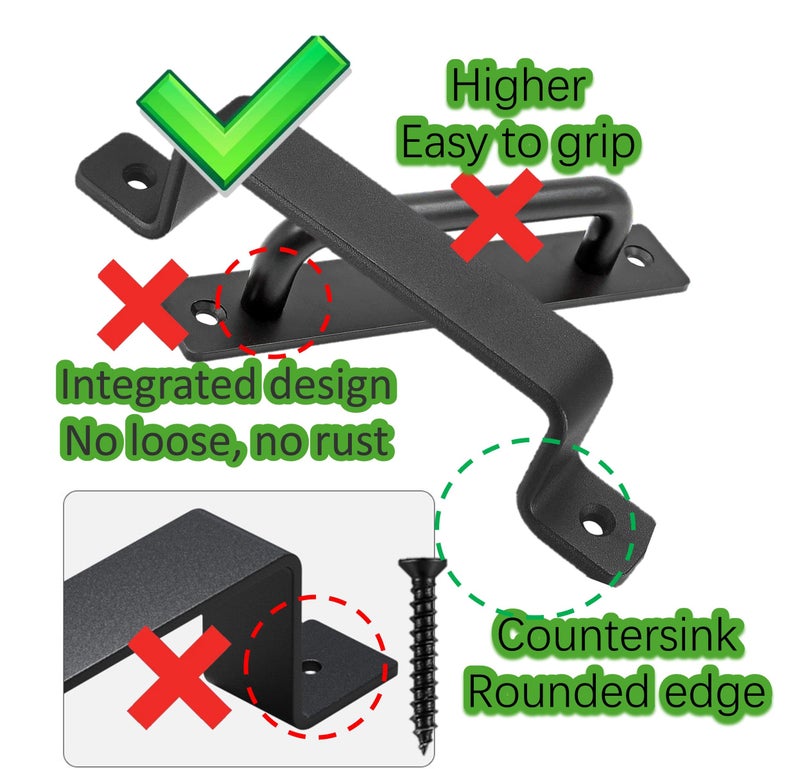 QUALIALL Premium Barn Door Handles Black,7.4 inch,2 Packs,Heavy Duty Rustic Metal Pulls for Sliding, Garage,Shed, Gate, Closet, Drawer, Indoor/Outdoor - Image 4