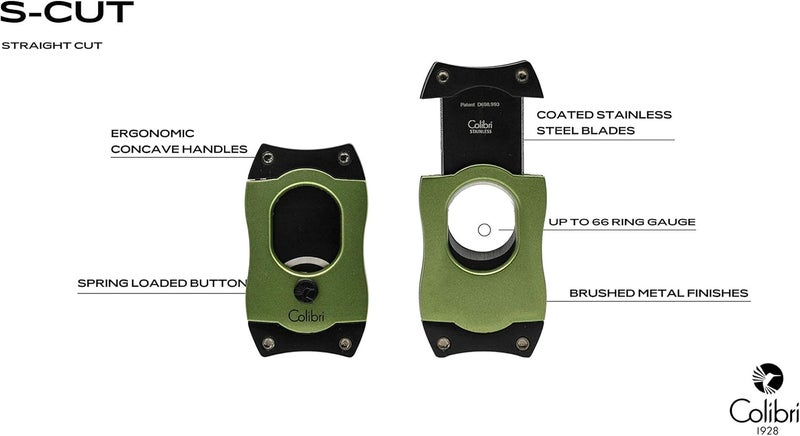 Colibri Premium S-Cut Cigar Cutter - Ergonomic Stainless Steel Spring-Loaded Straight Cut Blade, Ideal for up to 66+ Ring Gauge - Gift for Cigar Enthusiasts (Green) - Image 4