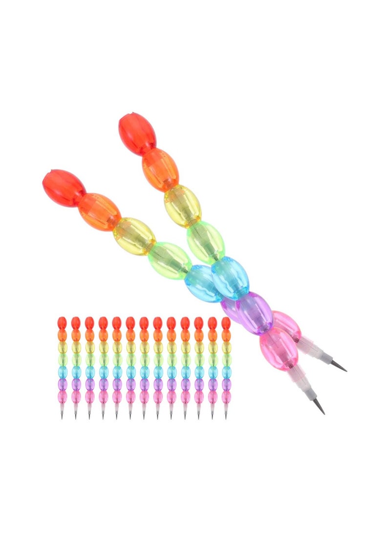 SYOSI Stackable Pencils, 20pcs Stackable Pencils Kids Plastic Pencil Cute 7 in 1 Stacking Pencil Non-sharpening Replaceable Writing Pencil for Back to School Gift Party Favors Supplies - Image 1