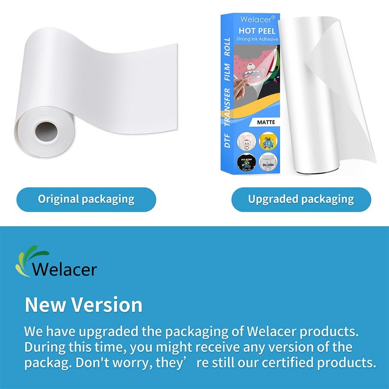 Welacer DTF Transfer Film Roll 13 Inch x 328 FT for Sublimation Double-Side Clear Pretreat Sheets, PET Heat Transfer Paper for Epson Inkjet Printer Direct Print on T shirts Textile - Image 2