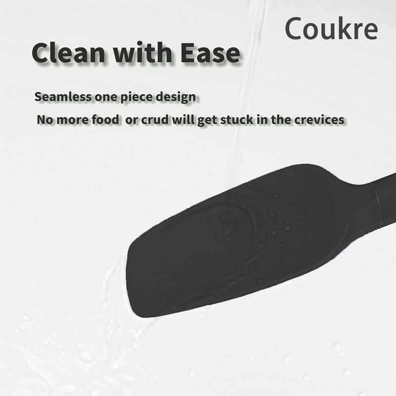 Coukre Silicone Spatula Set of 5,High Temperature Resistant, Food Grade Silicone, Dishwasher Safe, for Baking, Cooking (Pure Black) - Image 4