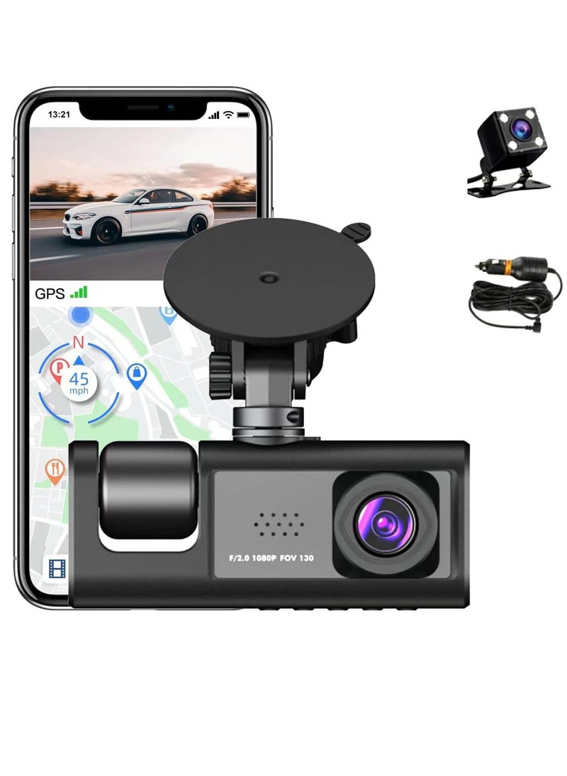 Black Box High-Definition Driving Recorder,Dash Cam,Recording in Front of and Behind The car simultaneously, with Multiple Languages, HDR, G Sensor, Loop Recording  - Image 1