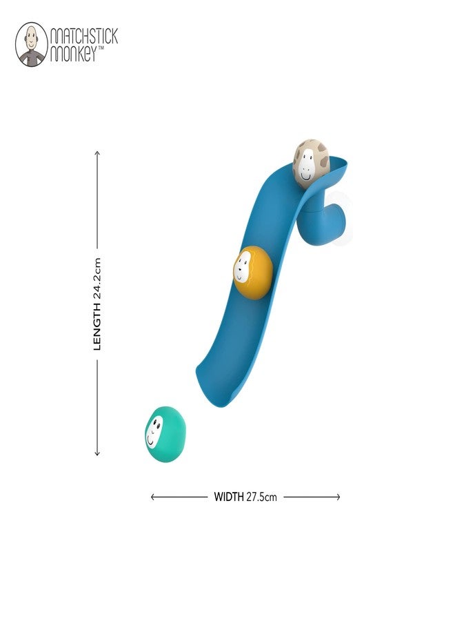 ماتشستيك مونكي مجموعة زحليقة وقت الاستحمام على شكل قرد أعواد الثقاب - لعبة استحمام للأطفال، تنمية حسية، أحجار حيوانات سهلة الإمساك، تشجع المهارات الحركية واللعب بالماء، خالية من مادة BPA، مناسبة للأطفال من عمر 12 شهرًا فما فوق، لون أزرق - Image 2