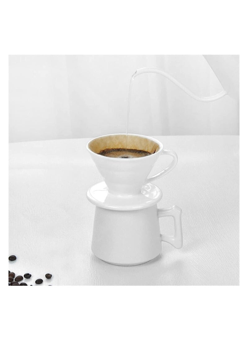 Cuisine Art Pour-over Coffee Filter Cup Filter Cup Ceramic Spiral Vintage Kiln Conical Drip Filter Cup Filter Cup,Ceramic Pour Over Coffee Dripper,Easy Manual Brew Maker,Ceramic Coffee Dripper(White)  - Image 4