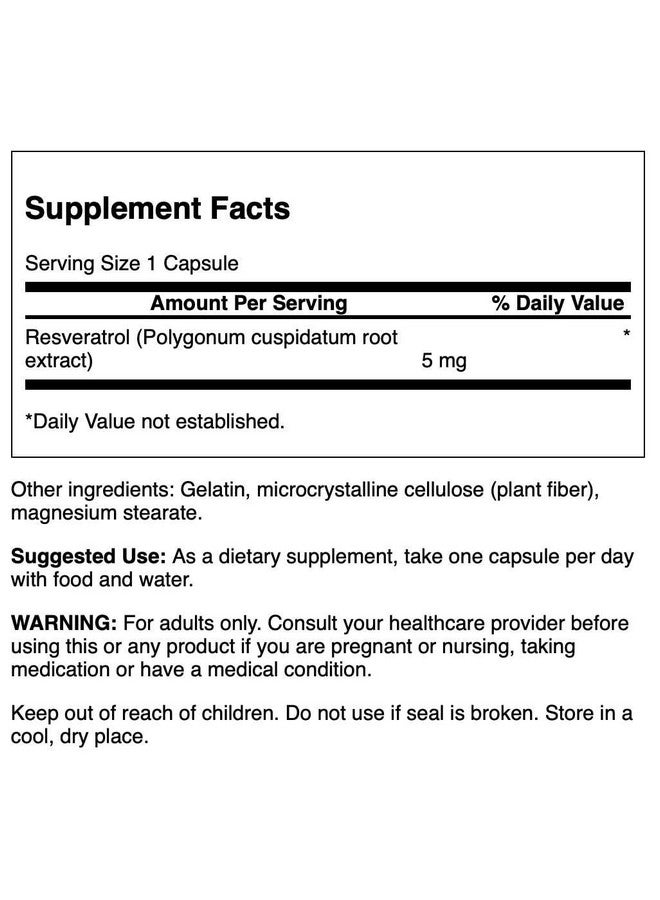 Swanson Resveratrol Polygonum Cuspidatum Extract 5 Milligrams 60 Capsules - Image 2
