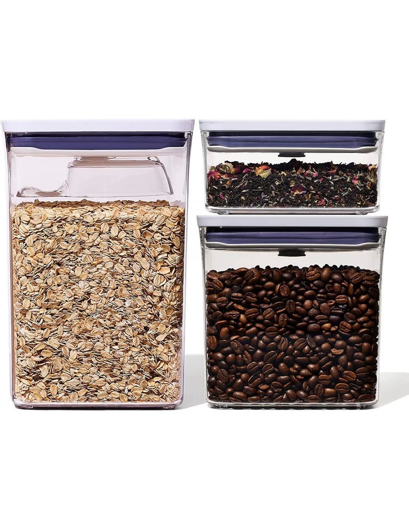 Clip  Close 3Pack Food Storage Containers  Volumes 1L 23L  37L Transparent with Blue Lids