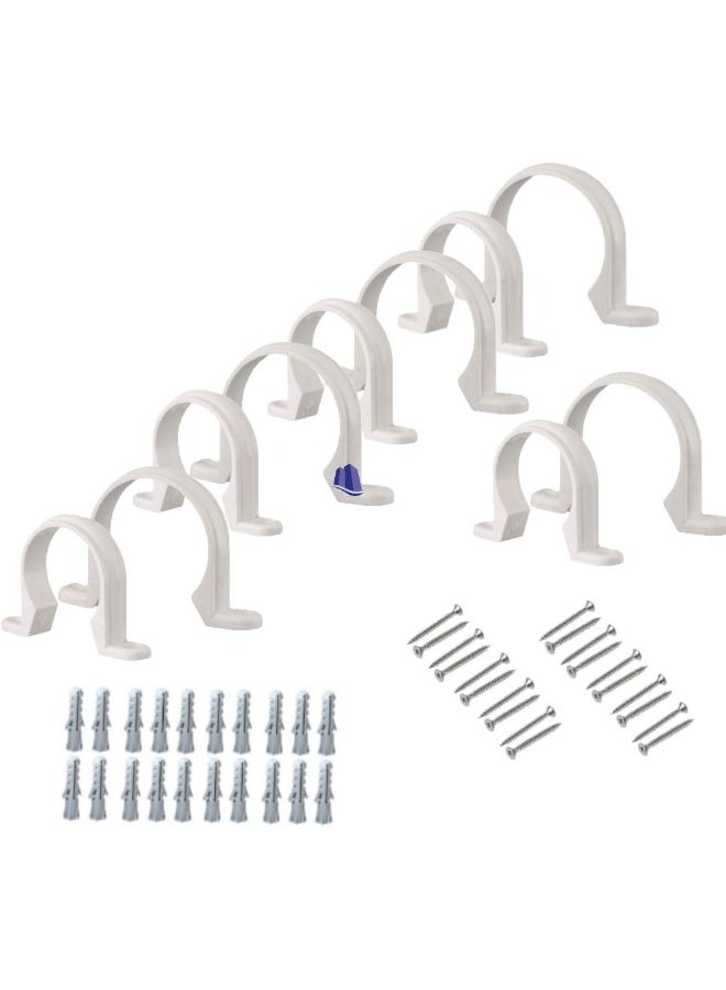 Royal Apex Pvc White U Clamps Fastener Hanger Pipe Clamps Clip With Screw And Plug For Conduit Pipe Fixing Bracket And Support Water Pipe And Gas Pipe 10 Pcs 1.1/2 Inch  - Image 1