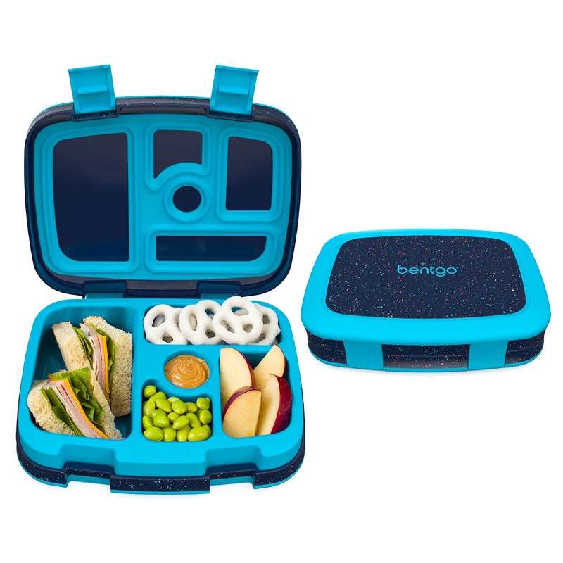 Bentgo Kids 5Compartment Lunch Box  Confetti Design for School Ideal for Ages 37 LeakProof DropProof Dishwasher Safe  Made with BPAFree Materials Confetti Edition  Abyss Blue