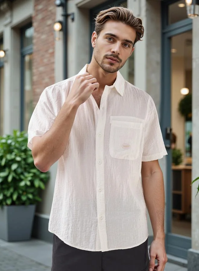 Lee Cooper Textured Shirt with Front Pocket