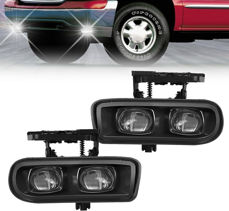 Boxlight LED Fog Lights for GMC Yukon and Sierra (1999-2006) - Pair with Clear Lens - Image 1