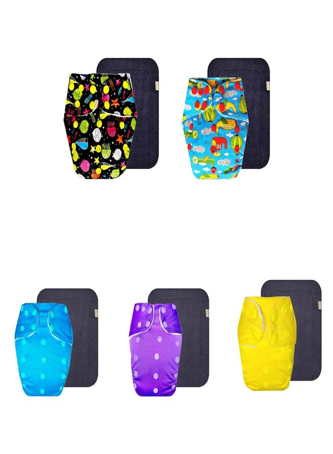 Dumbledo Premium Cloth Diaper with Black Insert (Pack of 5) | Dry Feel and Comfortable | Reusable & Washable | Easy to Clean | Ideal for Toddlers | 3 Months - 3 Years | Unisex Baby - Image 1
