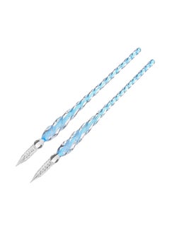 Y&D SYOSI 2Pcs Handmade Glass Dip Pen, Crystal Calligraphy Ink Signature Art Drawing Pen for Writing Decoration Business Present, Sky Blue  - Image 1