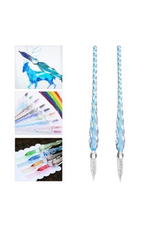 Y&D SYOSI 2Pcs Handmade Glass Dip Pen, Crystal Calligraphy Ink Signature Art Drawing Pen for Writing Decoration Business Present, Sky Blue  - Image 2