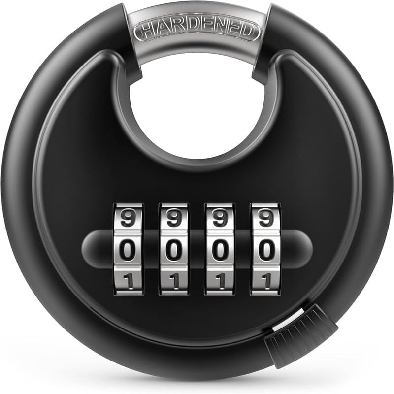 BOSCO 70mm Combination Disc Padlock – Heavy Duty Keyless Number Lock with 4-Digit Code Stainless Steel Shackle | Anti-Cut Security Lock for Gate, Garage, Locker, Outdoor Use (Black) - Image 2
