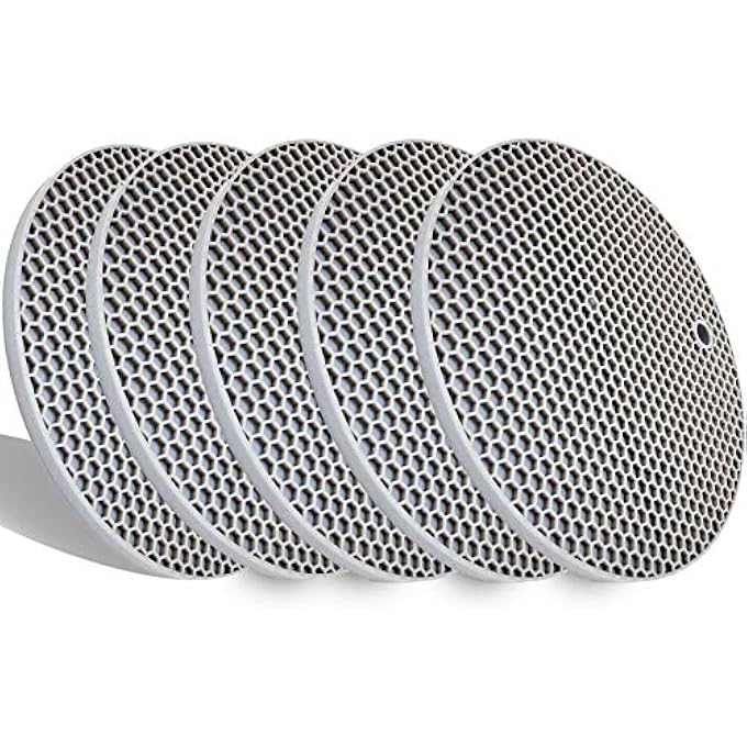 LogHog Set Of 5 Thickened Silicone Pot Coaster Trivet MatsPot HolderHot PadsNon Slip Durable Flexible Table Mats Round Honeycome Multipurpose Kitchen Heat Resistant Mat Grey - Image 2