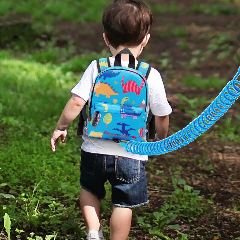 Accmor Toddler Backpack Leash with Anti Lost Wrist Link, Cute Mini Child Walking Harnesses Keep Kids Close Back Pack Rope Tether Rein for Baby Boys (Light Blue/Dino) - Image 5