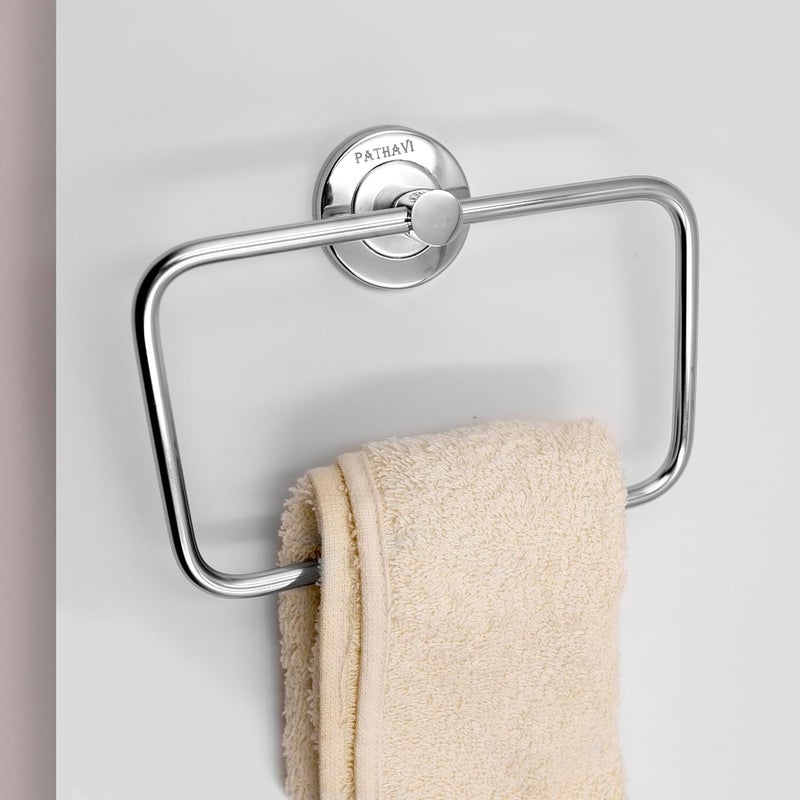 Pathavi Stainless Steel Towel Holder for Bathroom | Wash Basin | Towel Hanger | Napkin Holder for Wash Basin | Towel Ring| Bathroom Accessories (Rectangle, Chrome Finish, Pack of 1) - Image 5