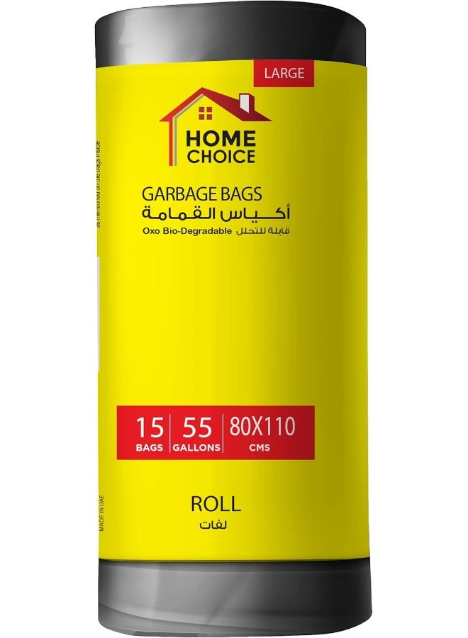HOME CHOICE 55 Gallons, Pack of 30 Trash Bags (15 Trash Bags X 2 Rolls), Size 80*110 cm, Heavy Duty Bio-degradable Garbage Bags Rolls, Bin Liners  - Image 3