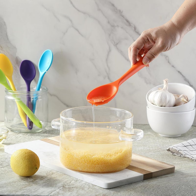 VITUER 5PCS Silicone Serving Spoons Set, Heat Resistant Kitchen Spoons for Cooking, Mixing, Stirring and Serving, Dishwasher Safe (5 Pack, Multicolor) - Image 3